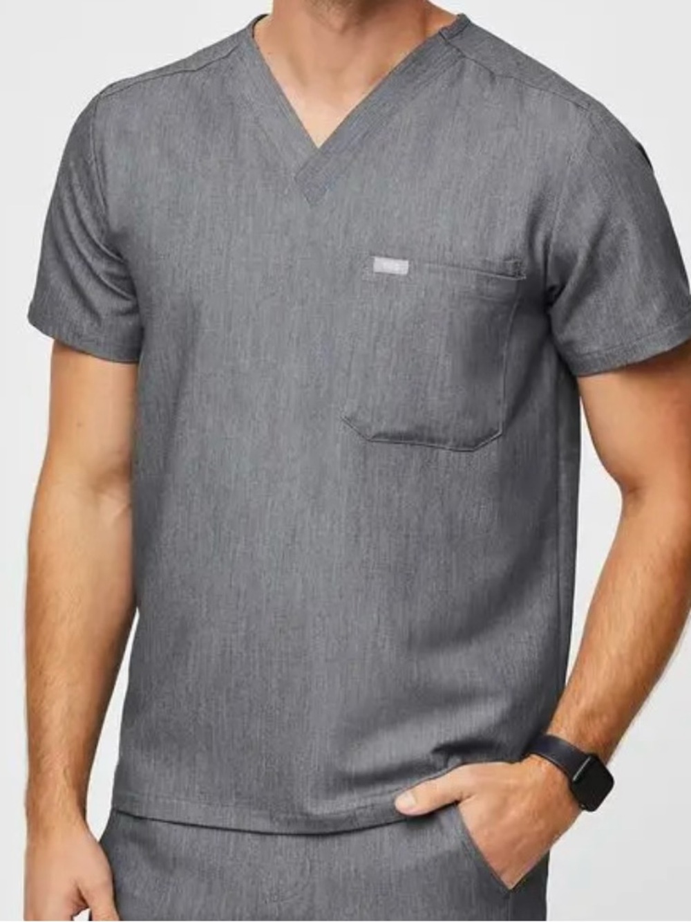 FIGS Men's Leon Scrub Top - Graphite - Size Medium